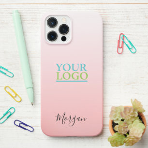 Uw Logo/kunst/foto, zwarte naam, verloopstempel iPhone 12 Pro Max Hoesje