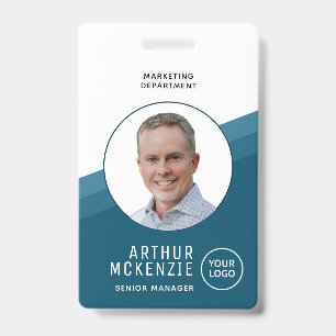Uw Logo-medewerker Foto Blue Bedrijf-ID Badge