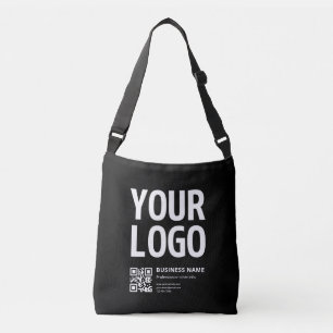 Uw logo met bewerkbare QR-code en tekst Crossbody Tas