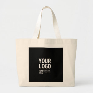 Uw logo met bewerkbare QR-code en tekst  Grote Tote Bag