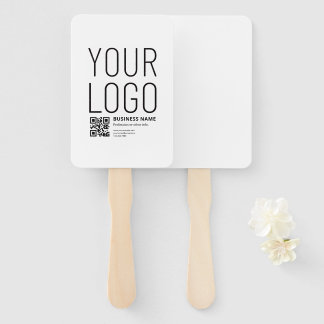 Uw logo met bewerkbare QR-code en tekst Handwaaier