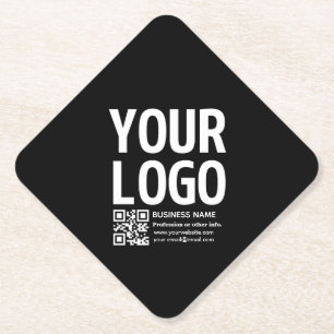 Uw logo met bewerkbare QR-code en tekst Kartonnen Onderzetters