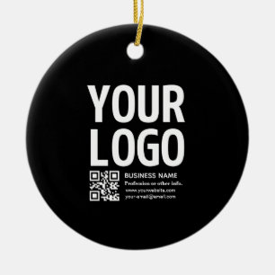 Uw logo met bewerkbare QR-code en tekst  Keramisch Ornament