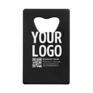 Uw logo met bewerkbare QR-code en tekst Kredietkaart Flessenopener