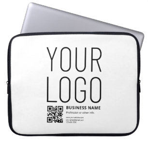 Uw logo met bewerkbare QR-code en tekst Laptop Sleeve