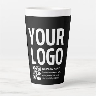 Uw logo met bewerkbare QR-code en tekst Latte Mok