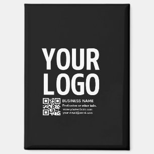 Uw logo met bewerkbare QR-code en tekst Magneet