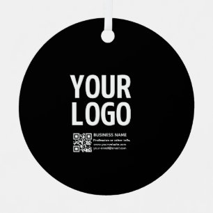 Uw logo met bewerkbare QR-code en tekst Metalen Ornament