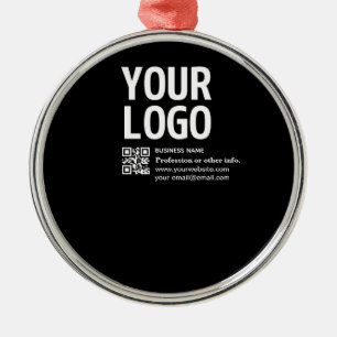 Uw logo met bewerkbare QR-code en tekst Metalen Ornament