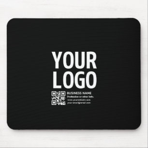 Uw logo met bewerkbare QR-code en tekst Muismat