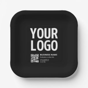Uw logo met bewerkbare QR-code en tekst Papieren Bordje