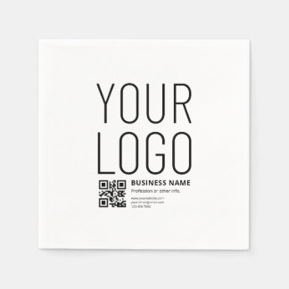 Uw logo met bewerkbare QR-code en tekst Servet