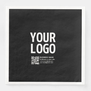 Uw logo met bewerkbare QR-code en tekst Servet