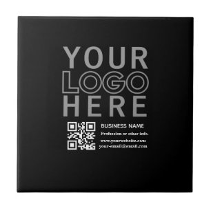 Uw logo met bewerkbare QR-code en tekst Tegeltje