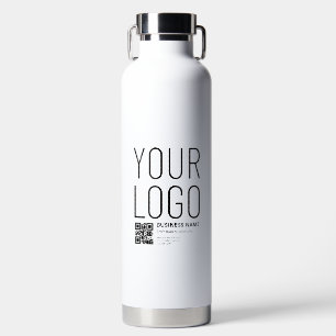 Uw logo met bewerkbare QR-code en tekst Waterfles