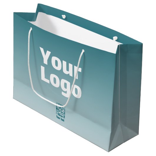Uw Logo met bewerkbare QR-code en verloopombre Groot Cadeauzakje (Voorkant Gekanteld)