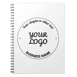 Uw logo met bewerkbare slogan en bedrijfsnaam notitieboek
