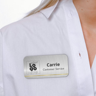 Uw Logo, metalen zilvernaamlabel met Gold Naamplaatje