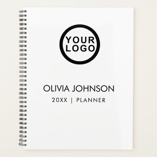 Uw Logo Minimalist Zwart Wit 2024 Planner (Voorkant)