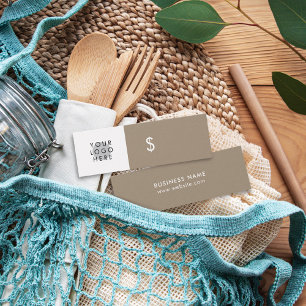 Uw Logo minimalistische beige Tan White Price Labe Mini Visitekaartjes