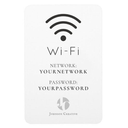Uw Logo minimalistische witte Wi-Fi-teken Magneet (Verticaal)