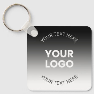 Uw Logo Modern Bewerkbaar Zwart & Wit Gradiënt Sleutelhanger