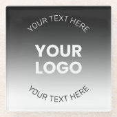 Uw Logo | Modern bewerkbaar zwart-wit verloop Glazen Onderzetter (Voorkant)