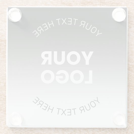 Uw Logo | Modern bewerkbaar zwart-wit verloop Glazen Onderzetter (Achterkant)