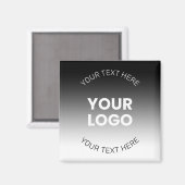 Uw Logo | Modern bewerkbaar zwart-wit verloop Magneet (Voorkant / Achterkant)