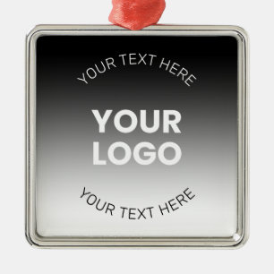 Uw Logo   Modern bewerkbaar zwart-wit verloop Metalen Ornament
