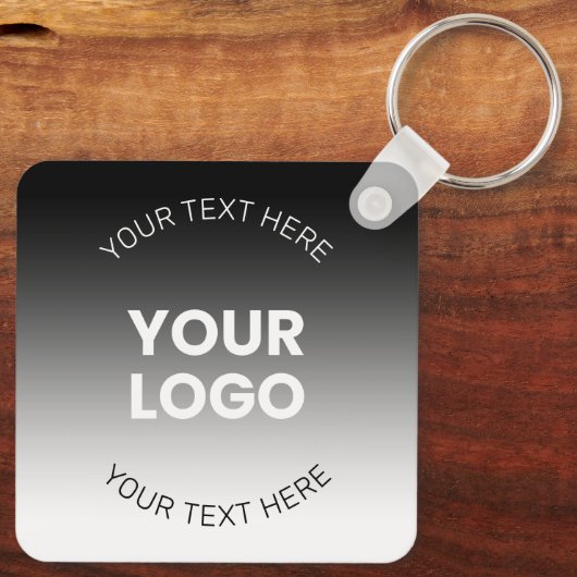 Uw Logo | Modern bewerkbaar zwart-wit verloop Sleutelhanger (Achterkant)