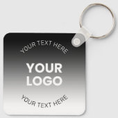 Uw Logo | Modern bewerkbaar zwart-wit verloop Sleutelhanger (Achterkant)