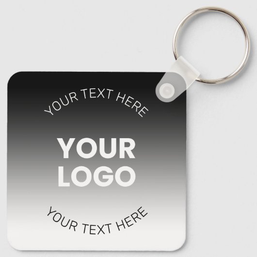 Uw Logo | Modern bewerkbaar zwart-wit verloop Sleutelhanger (Achterkant)