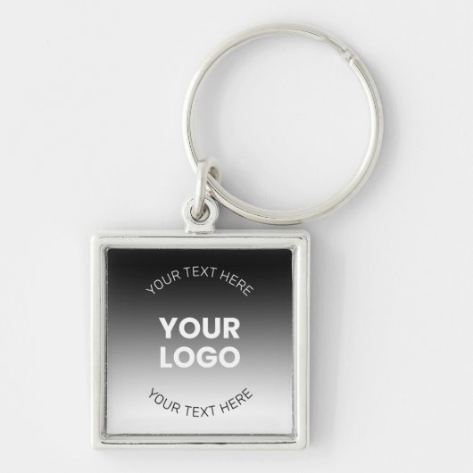 Uw Logo | Modern bewerkbaar zwart-wit verloop Sleutelhanger (Voorkant)