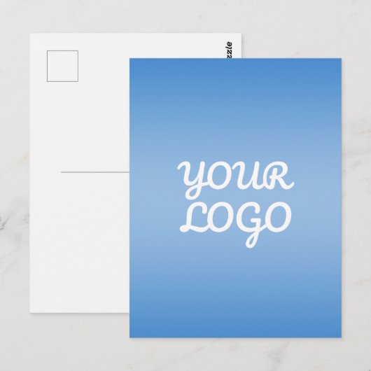 Uw Logo & Modern Eenvoudig Ombre | Lichtblauw Briefkaart (Voorkant / Achterkant)