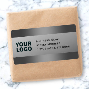 Uw Logo   Modern grijs verlopen retouradres Etiket