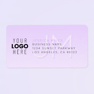 Uw Logo & Modern Paarse Ombre Retouradres Etiket