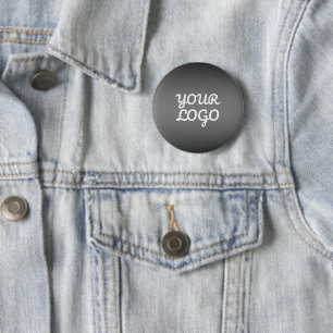 Uw Logo & Modern Sober Ombre   Donkergrijs Ronde Button 5,7 Cm