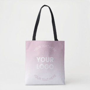 Uw Logo Modern Stoffig Roze & Wit Ombre Draagtas