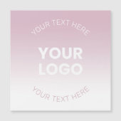 Uw Logo | Modern Stoffig Roze & Wit Ombre Magnetische Uitnodiging (Voorkant)