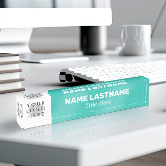 Uw Logo Modern Vet Naam Titel Eenvoudig Turquoise Naambordje