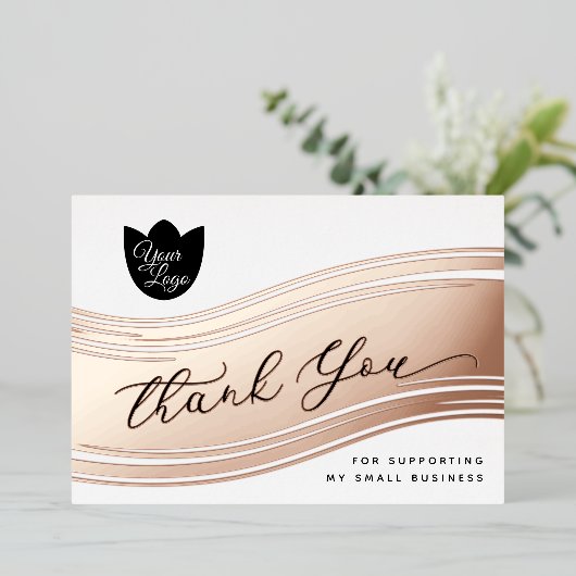 Uw Logo Moderne Dank U Kaart Echte Folie Korting (Staand Voorkant)
