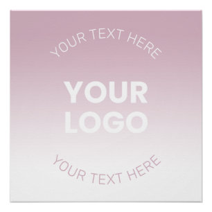 Uw Logo Moderne Stof Roze & Wit Ombre Perfect Poster