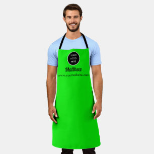Uw Logo Neon Green Elegant Yellow Business Schort