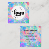 Uw logo Neon Opal Square visitekaartje (Voorkant / Achterkant)