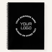 Uw logo of afbeelding & bewerkbare tekst | Zwart & Notitieboek (Voorkant)