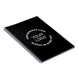 Uw logo of afbeelding & bewerkbare tekst Zwart & Notitieboek