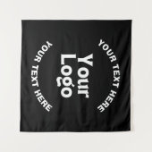 Uw Logo of Afbeelding en bewerkbare tekst | Zwart  Wandkleed (Voorkant (horizontaal))