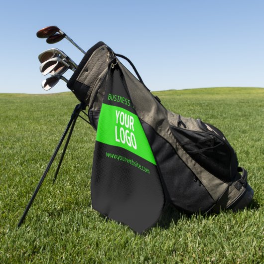 Uw Logo of Afbeelding | Zwart en helder groen Golfhanddoek (Groen)