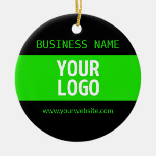Uw Logo of Afbeelding   Zwart en helder groen Keramisch Ornament